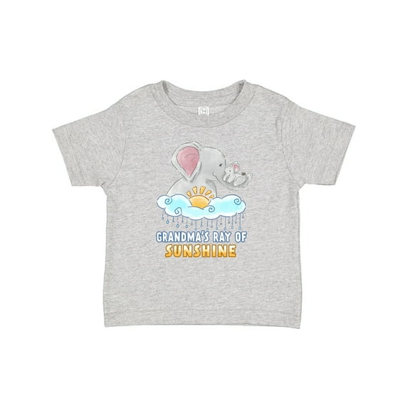 Inktastic Grandma's Ray of Sunshine Cute Elephants Rainclouds and Sun Boys or Girls Baby T-Shirt