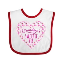 Inktastic Grandma's Sweetie Pie with Pink Hearts Boys or Girls Baby Bib