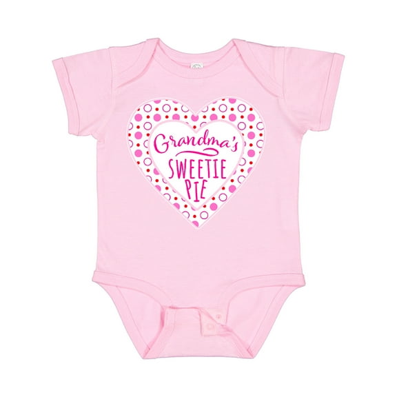 Inktastic Grandma's Sweetie Pie with Pink Hearts Boys or Girls Baby Bodysuit