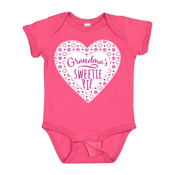 Inktastic Grandma's Sweetie Pie with Pink Hearts Boys or Girls Baby Bodysuit