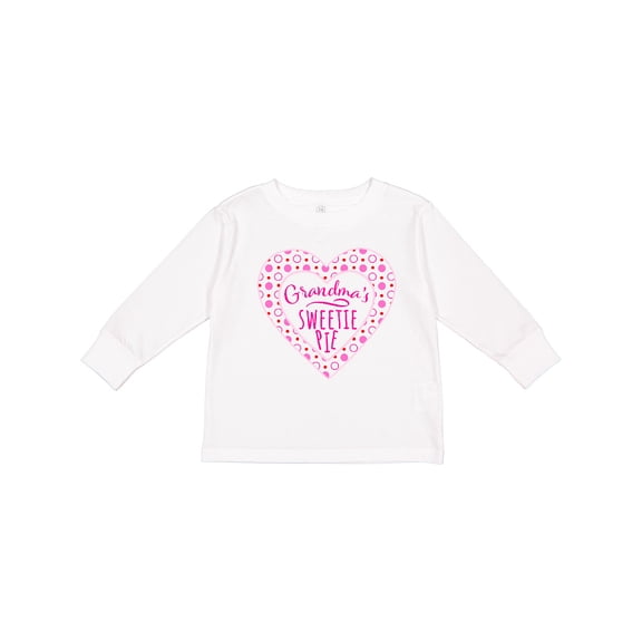 Inktastic Grandma's Sweetie Pie with Pink Hearts Boys or Girls Long Sleeve Toddler T-Shirt