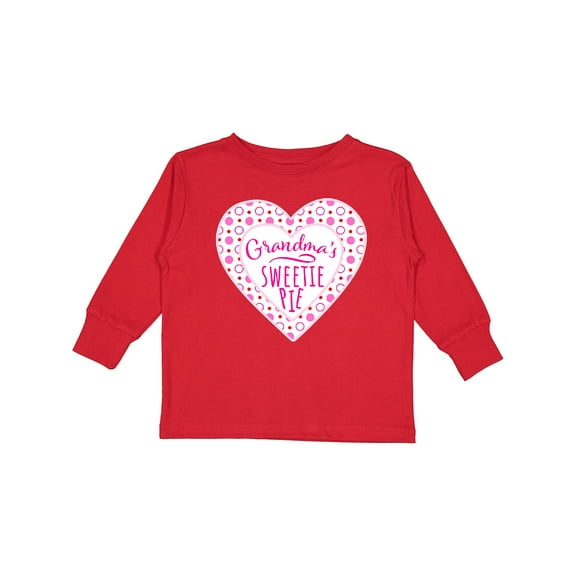 Inktastic Grandma's Sweetie Pie with Pink Hearts Boys or Girls Long Sleeve Toddler T-Shirt