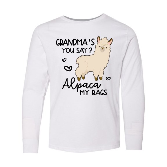 Inktastic Grandma's You Say Alpaca My Bags Long Sleeve Youth T-Shirt