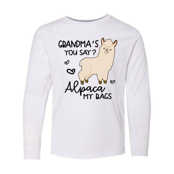 Inktastic Grandma's You Say Alpaca My Bags Long Sleeve Youth T-Shirt