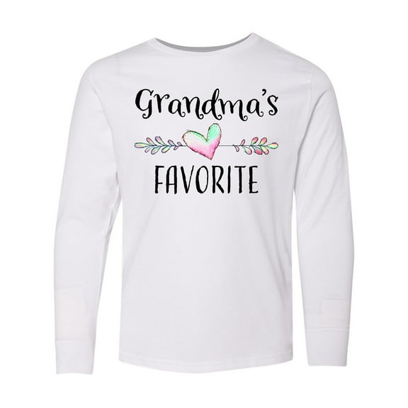 Inktastic Grandmas Favorite- Heart Grandchild Long Sleeve Youth T-Shirt