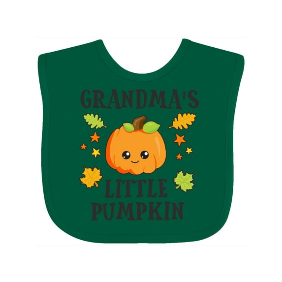 Inktastic Grandmas Little Pumpkin with Leaves and Stars Boys or Girls Baby Bib