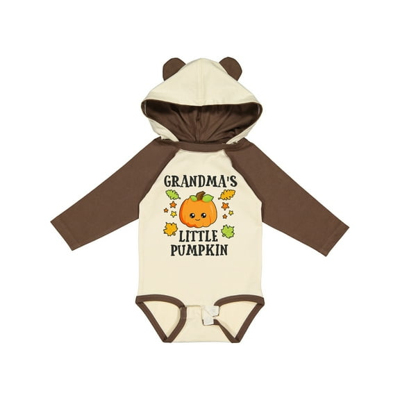 Inktastic Grandmas Little Pumpkin with Leaves and Stars Boys or Girls Long Sleeve Baby Bodysuit