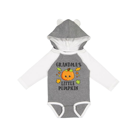 Inktastic Grandmas Little Pumpkin with Leaves and Stars Boys or Girls Long Sleeve Baby Bodysuit