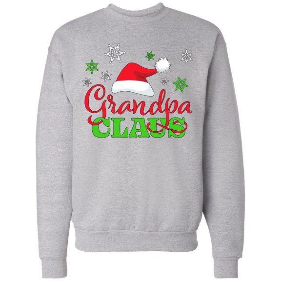 Inktastic Grandpa Claus with Christmas Santa Hat and Snowflakes Adult Sweatshirt