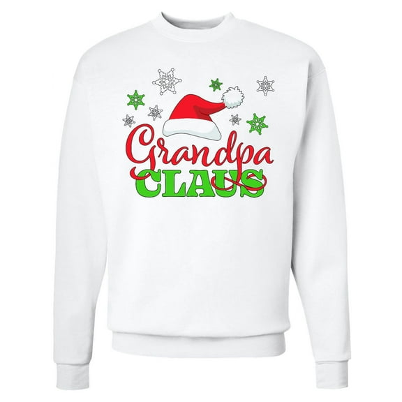 Inktastic Grandpa Claus with Christmas Santa Hat and Snowflakes Adult Sweatshirt