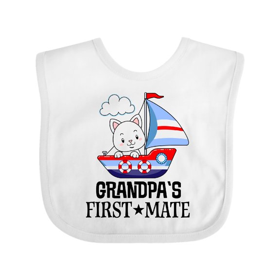 Inktastic Grandpa First Mate Grandchild Sailing Boys or Girls Baby Bib