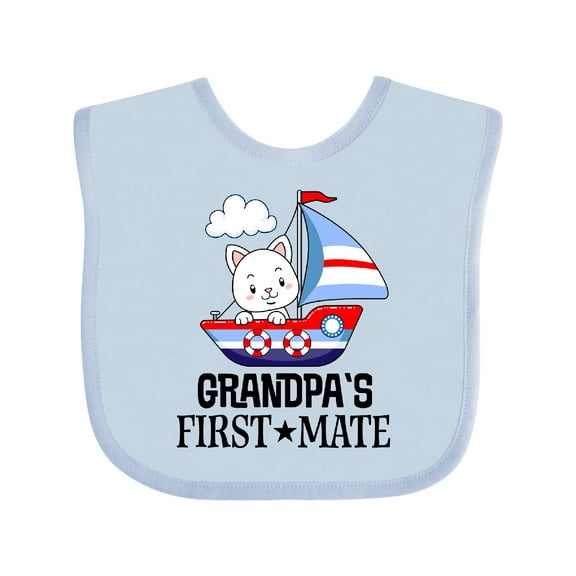 Inktastic Grandpa First Mate Grandchild Sailing Boys or Girls Baby Bib