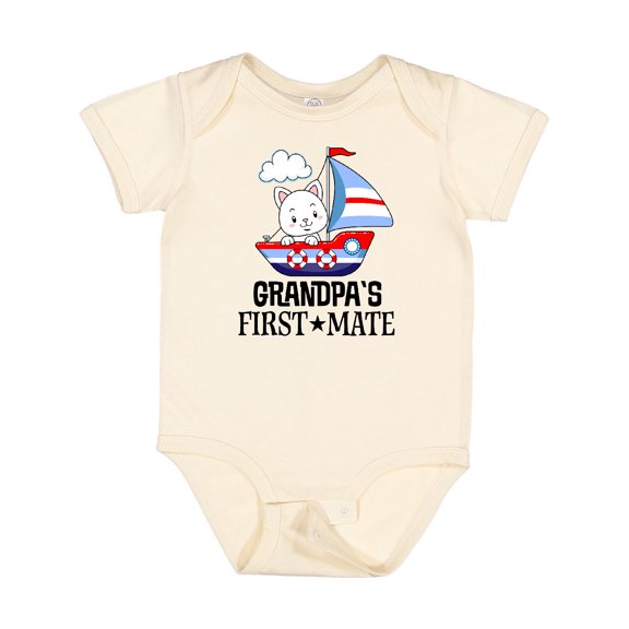 Inktastic Grandpa First Mate Grandchild Sailing Boys or Girls Baby Bodysuit