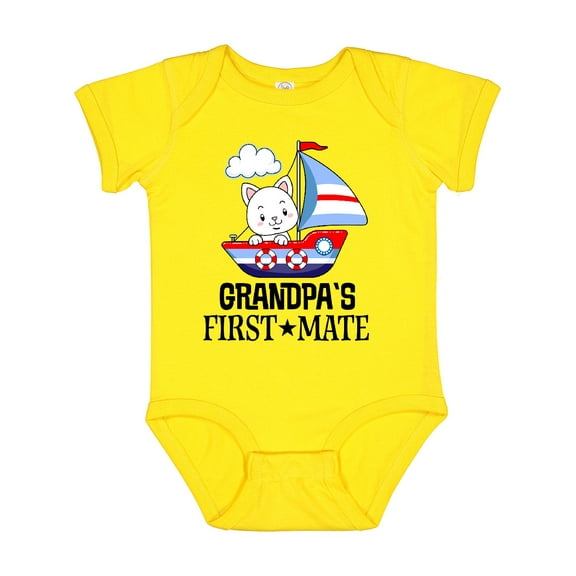 Inktastic Grandpa First Mate Grandchild Sailing Boys or Girls Baby Bodysuit
