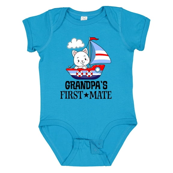 Inktastic Grandpa First Mate Grandchild Sailing Boys or Girls Baby Bodysuit