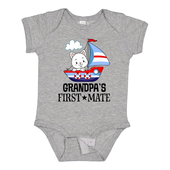 Inktastic Grandpa First Mate Grandchild Sailing Boys or Girls Baby Bodysuit