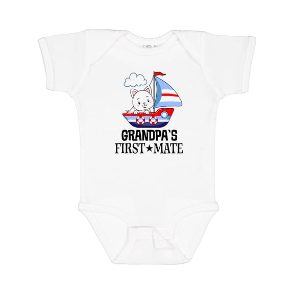 Inktastic Grandpa First Mate Grandchild Sailing Boys or Girls Baby Bodysuit