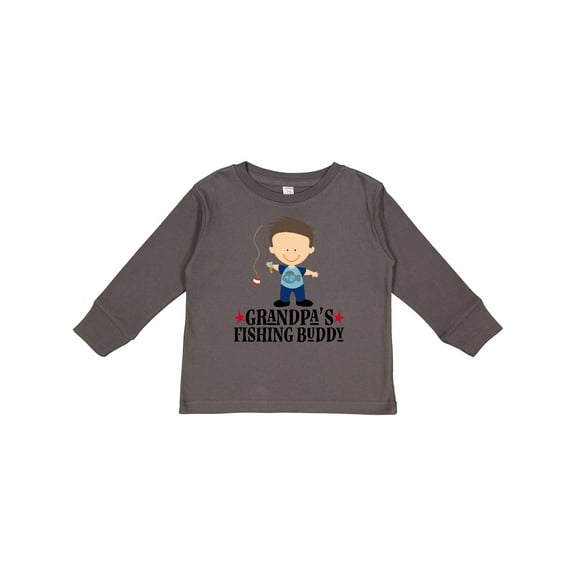 Inktastic Grandpa Fishing Buddy Fisherman Boys Long Sleeve Toddler T-Shirt