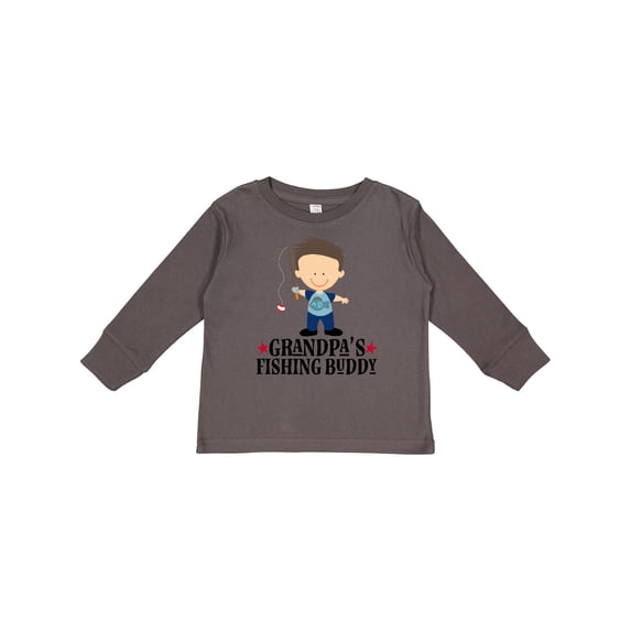 Inktastic Grandpa Fishing Buddy Fisherman Boys Long Sleeve Toddler T-Shirt