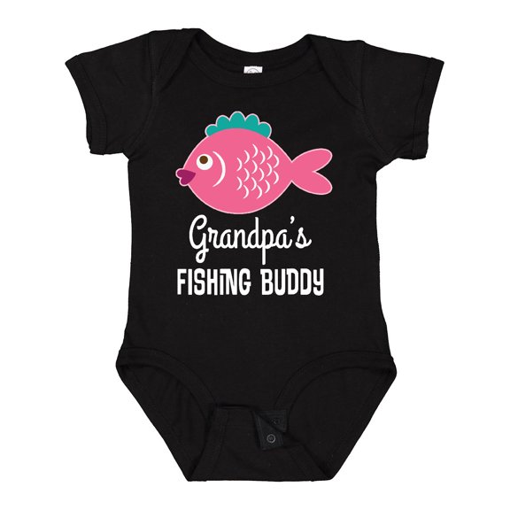 Inktastic Grandpa Fishing Buddy Girls Fish Girls Baby Bodysuit