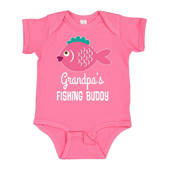 Inktastic Grandpa Fishing Buddy Girls Fish Girls Baby Bodysuit