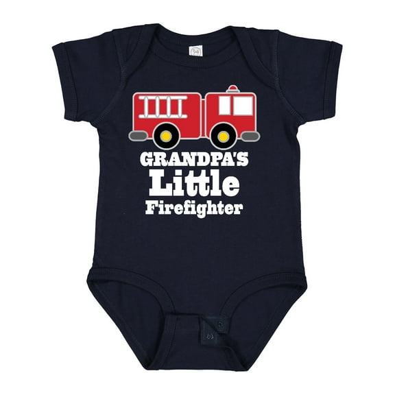 Inktastic Grandpa Little Firefighter Boys Fire Truck Boys Baby Bodysuit