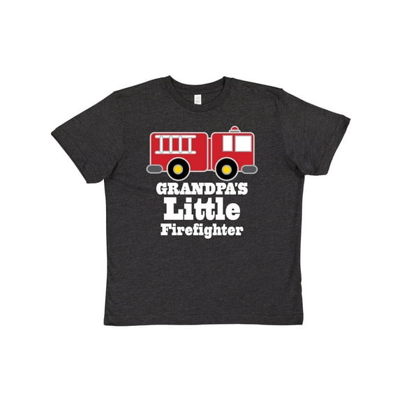 Inktastic Grandpa Little Firefighter Boys Fire Truck Youth T-Shirt