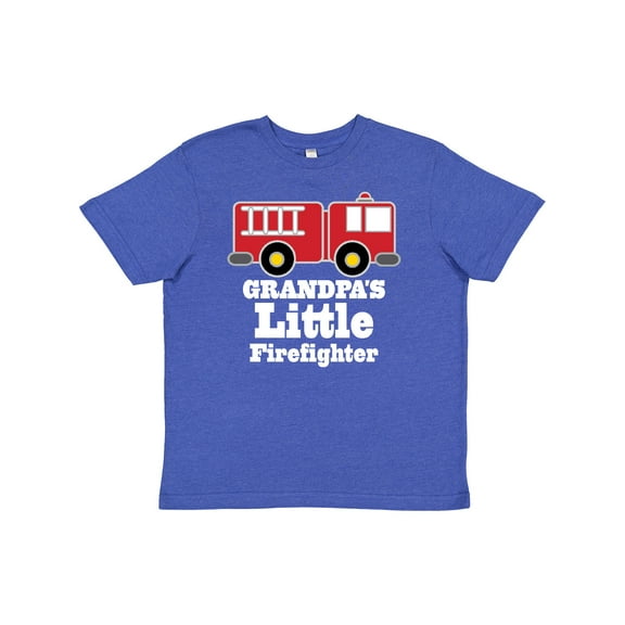 Inktastic Grandpa Little Firefighter Boys Fire Truck Youth T-Shirt