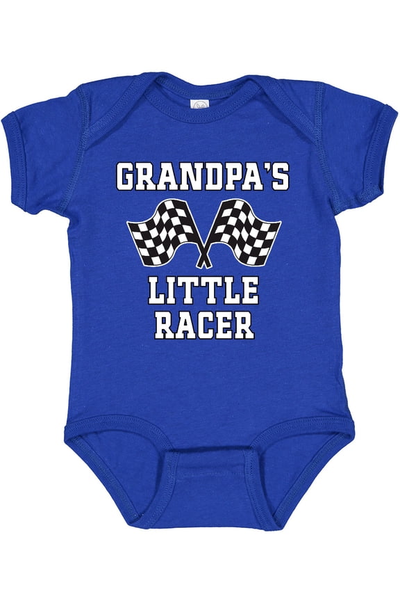 Grandpa Little Racer Car Racing Boys Baby Bodysuit