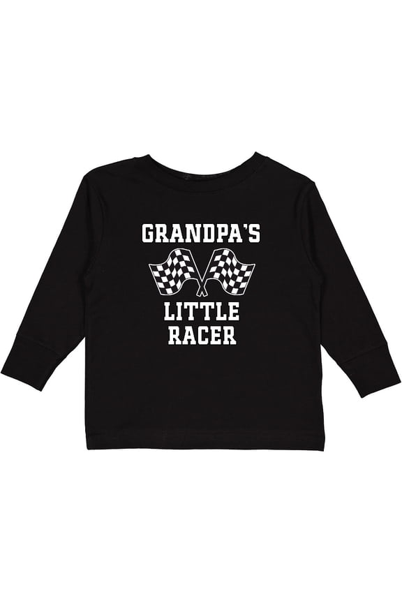 Grandpa Little Racer Car Racing Boys Long Sleeve Toddler T-Shirt