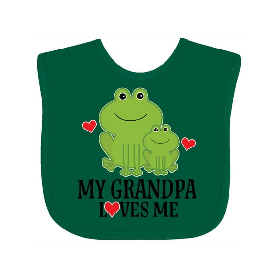 Inktastic Grandpa Loves Me Frog Boys or Girls Baby Bib