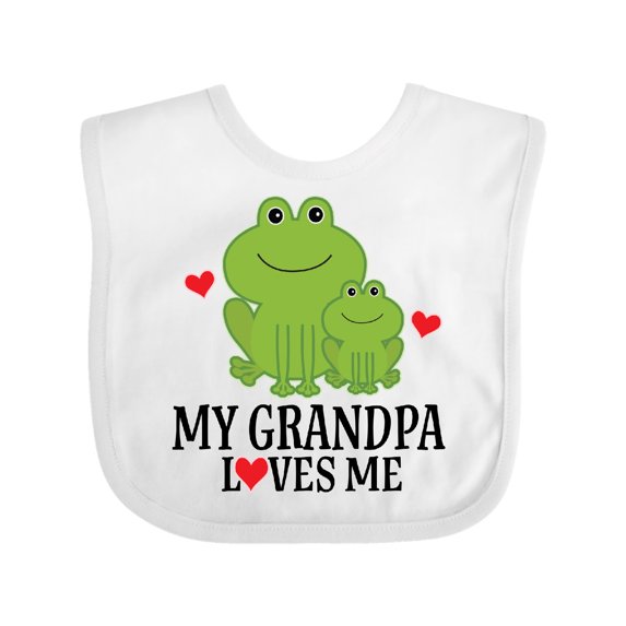 Inktastic Grandpa Loves Me Frog Boys or Girls Baby Bib