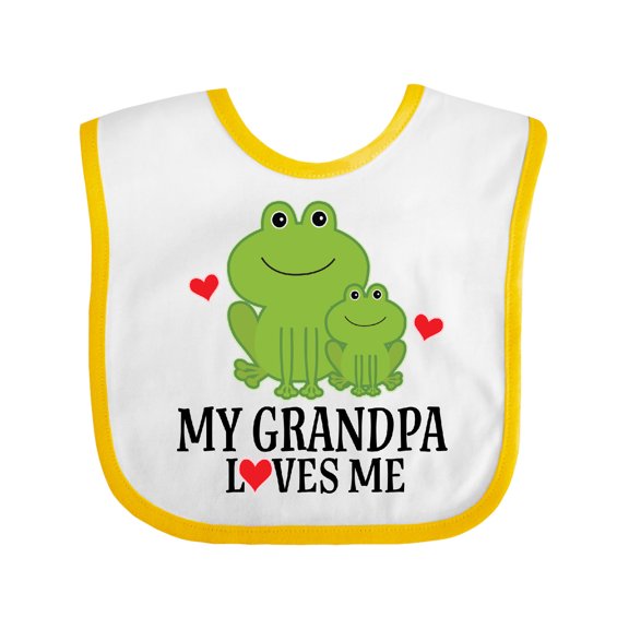 Inktastic Grandpa Loves Me Frog Boys or Girls Baby Bib