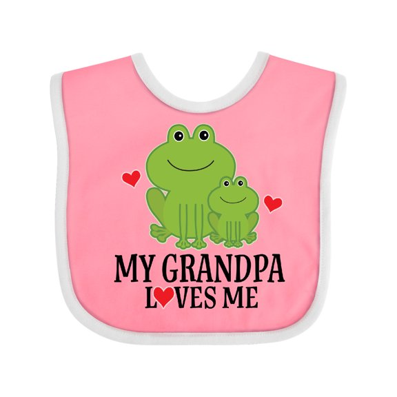 Inktastic Grandpa Loves Me Frog Boys or Girls Baby Bib