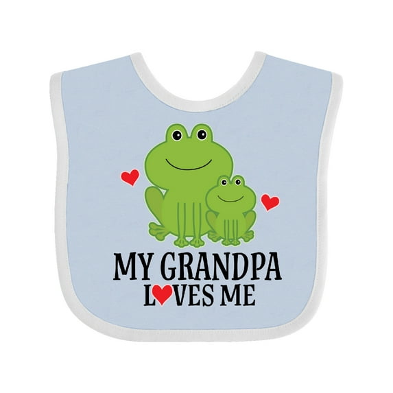 Inktastic Grandpa Loves Me Frog Boys or Girls Baby Bib