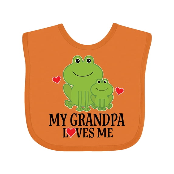 Inktastic Grandpa Loves Me Frog Boys or Girls Baby Bib