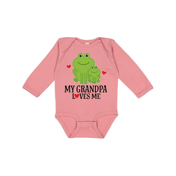 Inktastic Grandpa Loves Me Frog Boys or Girls Long Sleeve Baby Bodysuit