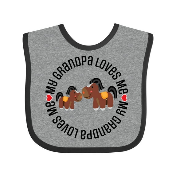 Inktastic Grandpa Loves Me Grandchild Horse Boys or Girls Baby Bib