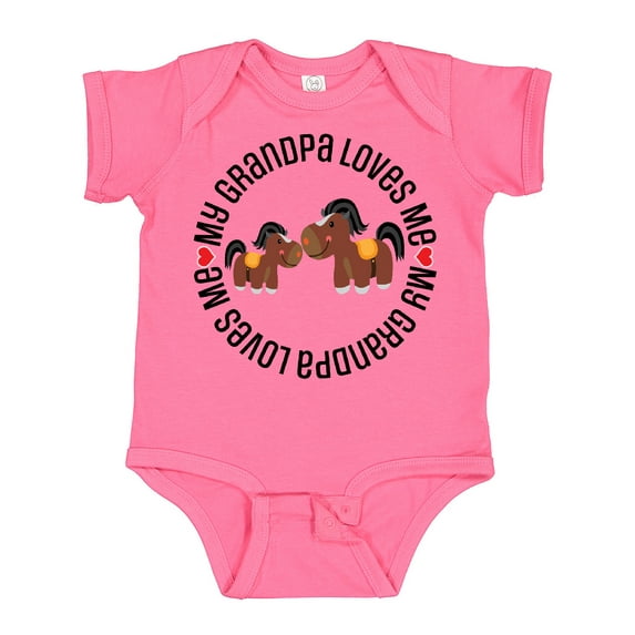 Inktastic Grandpa Loves Me Grandchild Horse Boys or Girls Baby Bodysuit