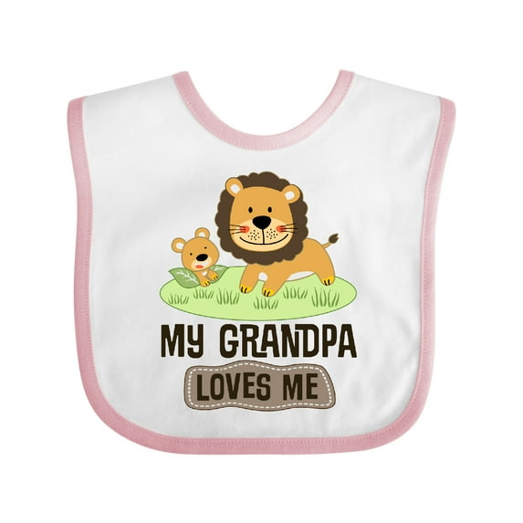 Inktastic Grandpa Loves Me Grandson Boys or Girls Baby Bib