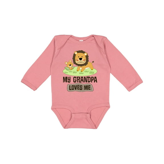 Inktastic Grandpa Loves Me Grandson Gift Boys or Girls Long Sleeve Baby Bodysuit
