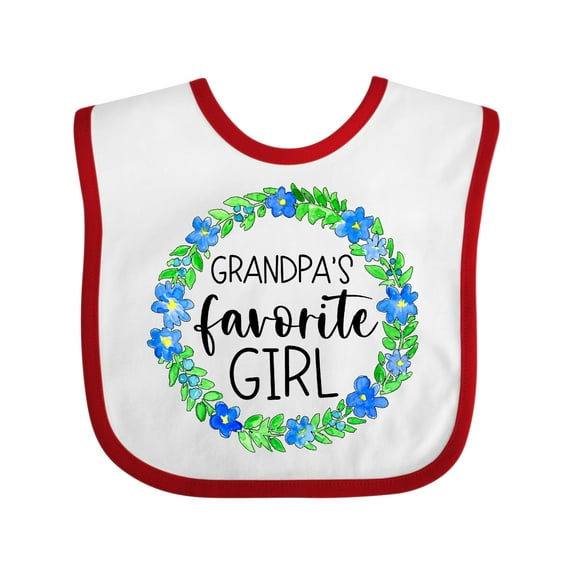 Inktastic Grandpa's Favorite Girl Blue Flower Wreath Girls Baby Bib
