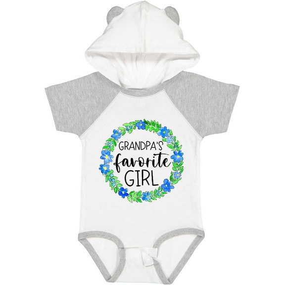 Inktastic Grandpa's Favorite Girl Blue Flower Wreath Girls Baby Bodysuit