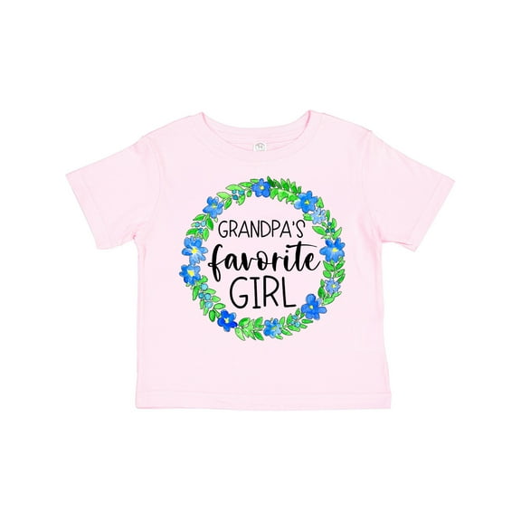 Inktastic Grandpa's Favorite Girl Blue Flower Wreath Girls Toddler T-Shirt