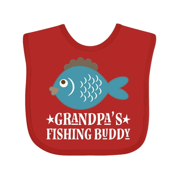 Inktastic Grandpa's Fishing Buddy Little Fisher Boys or Girls Baby Bib