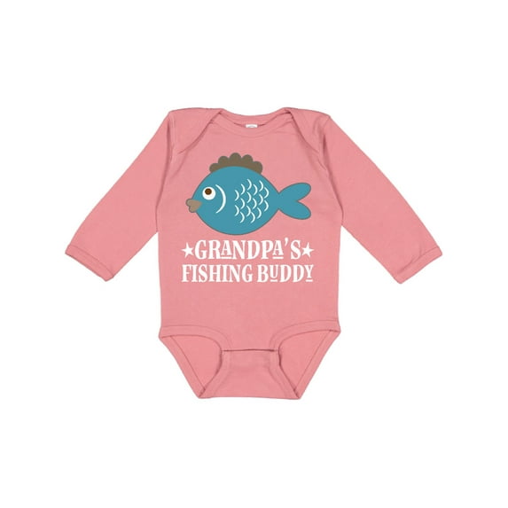 Inktastic Grandpa's Fishing Buddy Little Fisher Boys or Girls Long Sleeve Baby Bodysuit