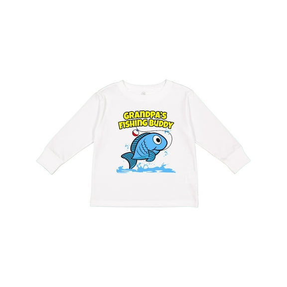 Inktastic Grandpa's Fishing Buddy (blue) Boys or Girls Long Sleeve Toddler T-Shirt