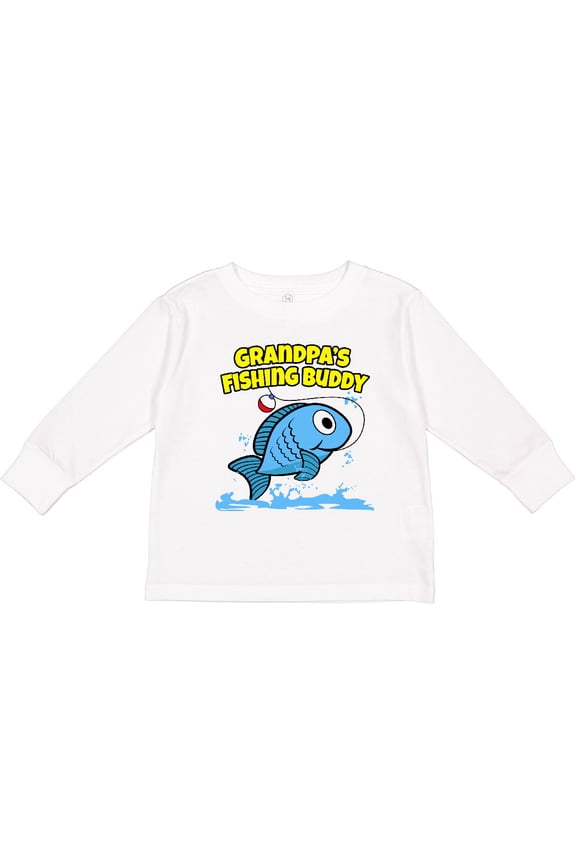 Grandpa's Fishing Buddy (blue) Boys or Girls Long Sleeve Toddler T-Shirt