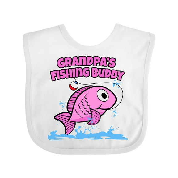 Inktastic Grandpa's Fishing Buddy (pink) Girls Baby Bib