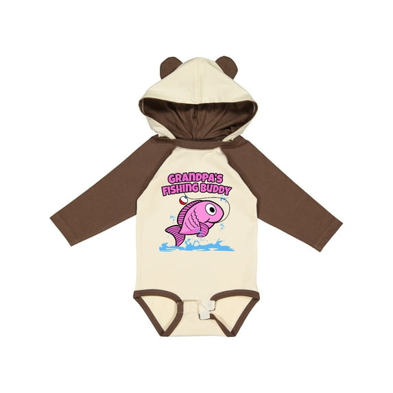 Inktastic Grandpa's Fishing Buddy (pink) Girls Long Sleeve Baby Bodysuit
